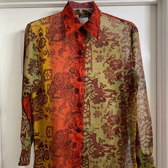 Fleurs by Elegant Additions Women's Multi-Color Blouse Size L - Picture 1 of 4